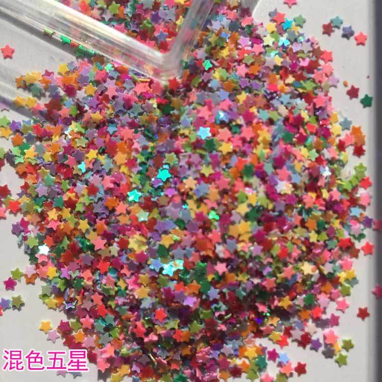 Wholesale 35g mixed color five-star peach heart leaves, maple leaves, flower glitter, slime crystal mud, drip glue, handmade DIY material